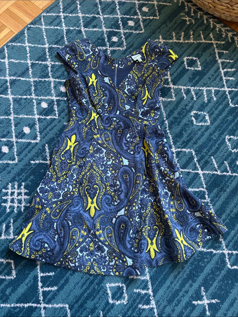 Plenty by Tracy Reese Size 2 Paisley Blue and Yellow Dress